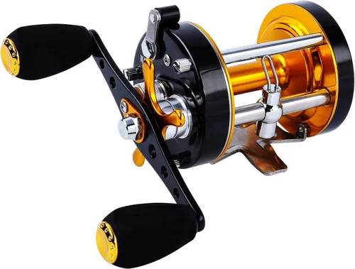 Miniatura 2 de Sougayilang - Carrete de pesca redondo, carrete convencional, cuerpo de metal reforzado y arrastre supremo de estrella