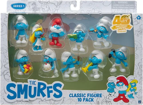 Miniatura 2 de The Smurfs Paquete de 10 figuras clásicas del 40 aniversario – Cuenta con pitufina de 2 pulgadas, gruñón, codicioso, papá pitufo, cerebro, fuerte