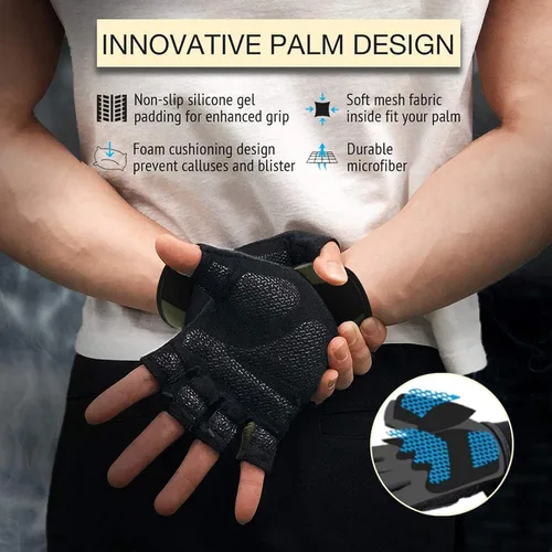Miniatura 4 de ATERCEL Guantes de entrenamiento para hombres y mujeres, guantes de ejercicio para levantamiento de pesas, ciclismo, gimnasio, entrenamiento, Verde