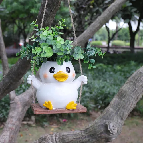 Miniatura 5 de Lindas macetas colgantes de pato oscilante para plantas de interior, macetas pequeñas para suculentas con orificio de drenaje, planta única