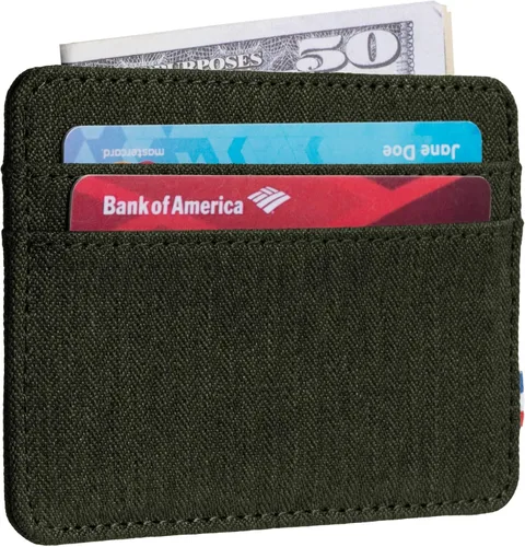 Miniatura 2 de Qbool Cartera de bolsillo frontal para hombre, delgada, minimalista, con bloqueo RFID, ranura para efectivo, tarjetero, Verde del Z-ejército