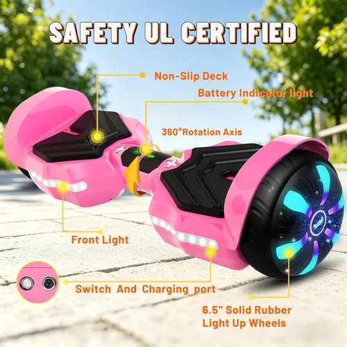 Miniatura 7 de SIMATE Patinete, altavoces Bluetooth y ruedas LED iluminadas, control por APP, motores duales de 250W, velocidad máxima de 8.5 mph y alcance máximo