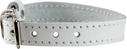 Miniatura 4 de Collar de perro de cuero genuino para perros pequeños y cachorros 3 tamaños blanco (cuello: 8"-9.75"; 3/8" ancho)