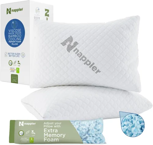 Miniatura 9 de Nappler Almohada Refrescante para Personas que Duermen con Calor – Juego de 2 Almohadas de Cama Tamaño King Premium – Espuma Viscoelástica Triturada