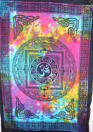 Traditional Jaipur Om - Póster artístico para pared, tapiz hippie, decoración de dormitorio indio, arte de pared bohemio, colgante de pared, tamaño