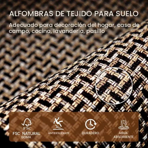 Miniatura 3 de eqivei Juego de alfombras y tapetes de cocina antideslizantes lavables de 2 piezas, alfombras absorbentes para colocar delante del fregadero