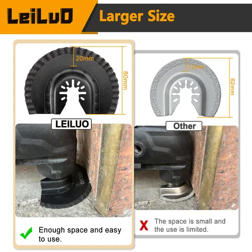 Miniatura 5 de LEILUO - Juego de 3 cuchillas de carburo de 80MM para multiherramienta, universal, para quitar lechada, accesorios para herramienta oscilante