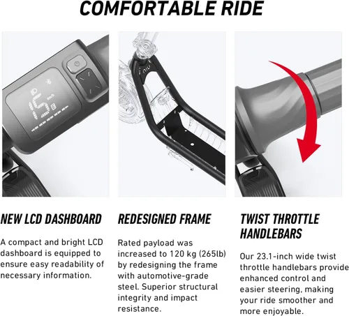 Miniatura 7 de NIU Electric Scooter for Adult - KQi 1PRO 100 200 Series E Scooter w/Suspension, 500-700W Peak Power, 14-33 Max Miles, Top 15-20 MPH, Portable