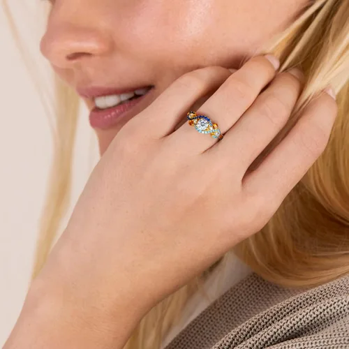 Miniatura 2 de Kolmnurk Anillo de eternidad de moissanita de 0.5 quilates, 1 unidad, 2 quilates, Van Gogh, la noche estrellada, corte redondo, diamante cultivado