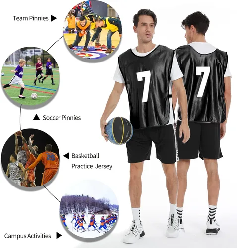 Miniatura 5 de Scrimmage - Chaleco de entrenamiento (12 unidades) para deportes de equipo, camisetas para adultos y jóvenes, baberos de fútbol, camisetas