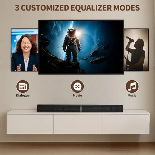 Miniatura 4 de LARKSOUND Barra de sonido de 2.1 canales con subwoofer integrado, pequeña barra de sonido para TV, PC, juegos, mini altavoz de TV con conexiones