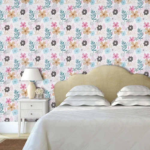 Miniatura 8 de Mecpar - Papel pintado floral de despegar y pegar - 17.71'' x 98.43 pies, flores perennes, impermeable, extraíble para baño o gabinete