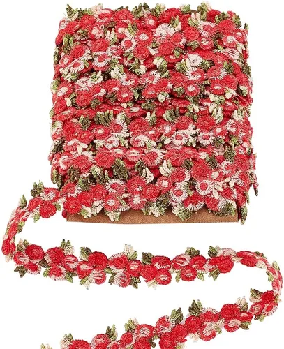 Miniatura 10 de PH PandaHall Cinta de poliéster con borde de encaje floral de 5 yardas, adorno bordado para apliques de boda, costura artesanal, tapicería, cortina