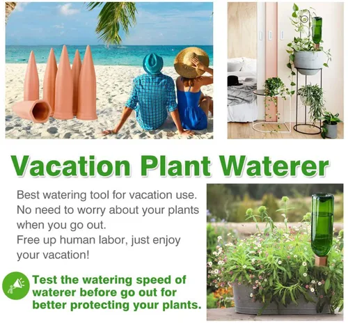 Dispositivos de Riego de Plantas Paquete de 4 Regador de Plantas de Terracota para Vacaciones Estacas de Riego para Botellas de Vino Picos de Riego