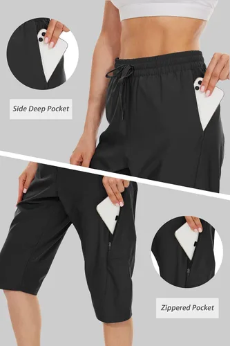Miniatura 6 de JENEARY Pantalones cortos largos de 15 pulgadas para mujer por debajo de la rodilla, pantalones capri de senderismo UPF50+ Bermudas de secado rápido