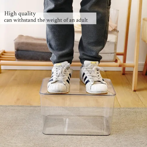 Miniatura 2 de Juego de cubos de almacenamiento de plástico con tapa, organizador de cesta de escritorio transparente, contenedor de cocina, ropa, armario, estante