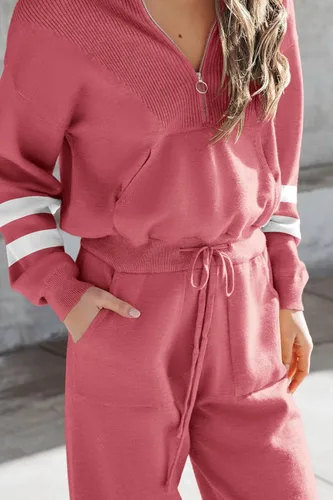 Miniatura 62 de PRETTYGARDEN Conjunto de suéter de 2 piezas para mujer, sudadera con cremallera, pantalones deportivos, ropa casual