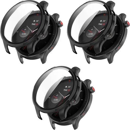 Miniatura 9 de Fundas protectoras de pantalla compatibles con Amazfit GTR 4 Pro/GTR 4 a prueba de golpes, protector delgado, protector delgado con diseño de Negro