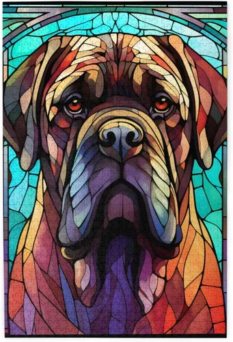 Miniatura 22 de Rompecabezas de Madera de Vidrio Colorido Manchado de Amantes de Perros Pastor Australiano de 1000 Piezas de Pintura Artística para Niños Adultos