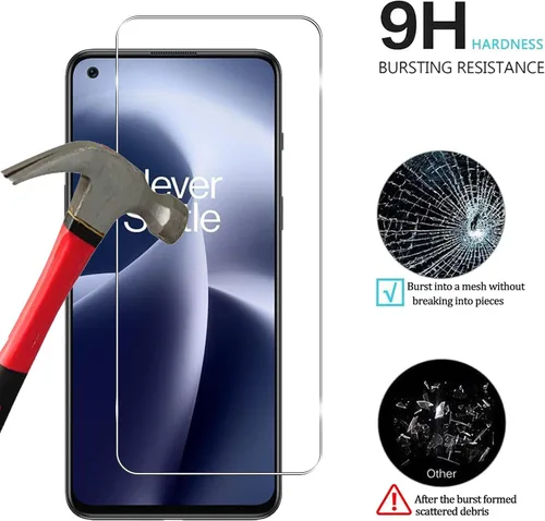 Miniatura 3 de [Paquete de 3+3] Protector de pantalla y protector de lente de cámara para OnePlus Nord 2T 5G, protector de pantalla de vidrio templado antiarañazos