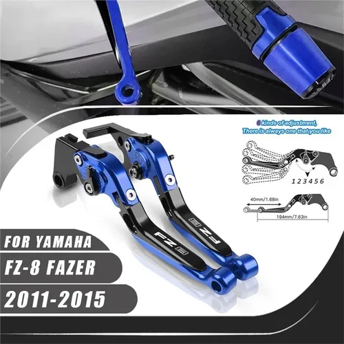 Miniatura 6 de Para Yamaha FZ8 FZ-8 FAZER 2011-2015 Palancas de freno de embrague de aluminio manija plegable ajustable piezas de accesorios de motocicleta (C1)