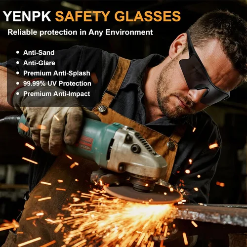 Miniatura 6 de Gafas de seguridad con protección UV para hombres, antiarañazos, conformes a ANSI z87+, gafas protectoras de goma antideslizante con patillas