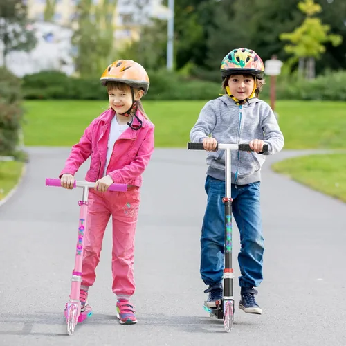 Miniatura 9 de TONBUX Patinetes para niños de 5 a 12 años, patinetes de 2 ruedas con tallo, ruedas y plataforma con luces geniales, patinete ajustable de 3 Negro