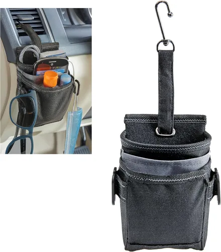 High Road DriverPockets Soporte para teléfono para automóvil y organizador de almacenamiento para asiento delantero con puerto de cable de carga