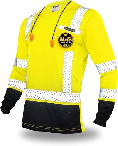 KwikSafety - Charlotte, NC - Camisas de seguridad de manga larga premium [cuello redondo, botón y cuello con cremallera] Clase 3 ANSI probado OSHA