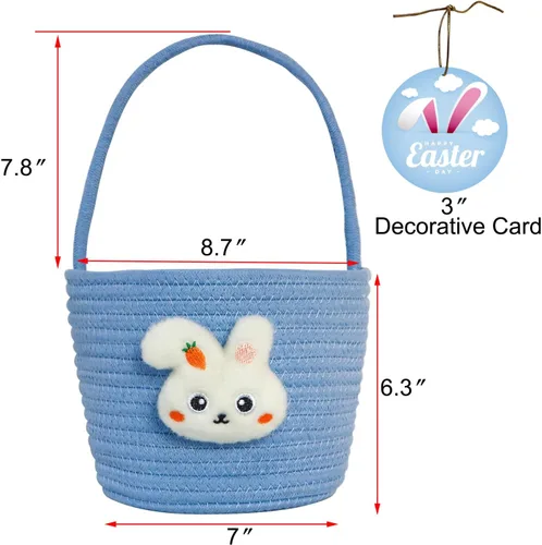 Miniatura 4 de Cesta de Pascua, cestas de Pascua para niños, cesta de Pascua para bebés con asa, cesta de huevos de conejo vacía, cestas de Pascua para niños