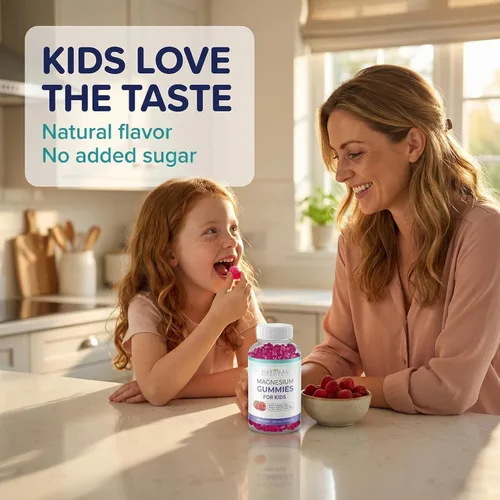 Miniatura 3 de Gomitas de magnesio sin azúcar para niños, 100 mg, suplemento de magnesio masticable para niños, apoyo para calmar y dormir, antiestrés, salud ósea