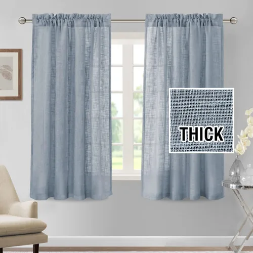 Miniatura 16 de H.VERSAILTEX Cortinas de lino de 84 pulgadas de largo, mezcla de lino natural, cortinas para sala de estar, cortinas texturizadas de lino