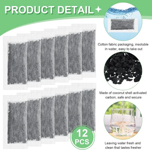 Miniatura 3 de Lounsweer Paquete de 12 filtros de destilador de carbón activado de repuesto, bolsas de filtro de carbón activado con cáscara de coco, compatibles