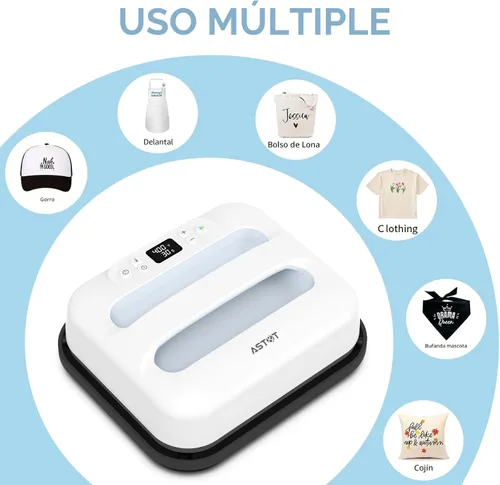 Miniatura 6 de AST&T Máquina de prensa térmica de 12 x 10 pulgadas, portátil y fácil de prensar para camisetas, almohadas, bolsas de mano y más, color blanco