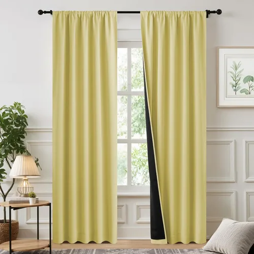 Miniatura 41 de NICETOWN Cortinas blancas 100% opacas, 2 capas gruesas completamente opacas con bolsillo para barra, cortinas aislantes térmicas para Blanco puro