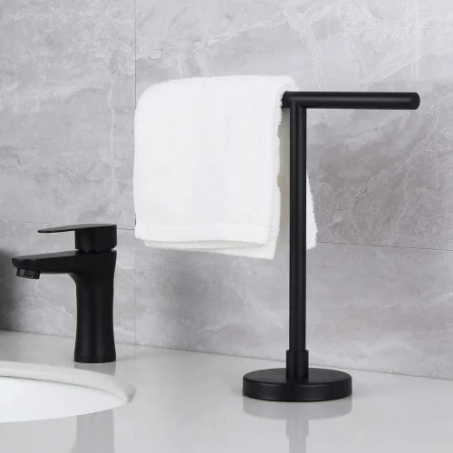 Miniatura 7 de Estante de encimera negro mate de pie libre, moderno soporte para toallas de mano para baño, cocina o tocador