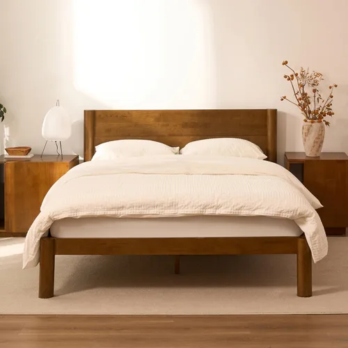 Miniatura 13 de FLEXISPOT Hako - Marco de cama de carpintería japonesa G2, cama de plataforma Queen de madera de caucho maciza, certificado IAS y SGS