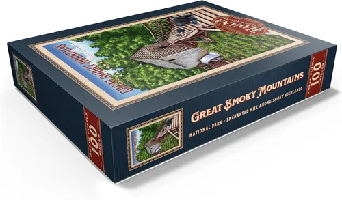 Miniatura 3 de MyPuzzle Great Smoky Mountains National Park - Enchanted Mill Among Smoky Highlands - Póster de viaje vintage - Rompecabezas de 100 piezas