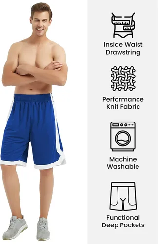 Miniatura 16 de TopTie Pantalones cortos de baloncesto de malla de 7 pulgadas con bolsillos para hombre, pantalones cortos deportivos activos de 2 tonos, pantalones