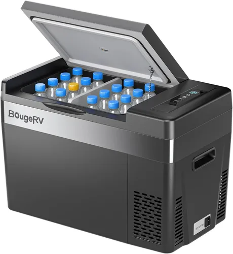 BougeRV Refrigerador de 12 Voltios Refrigerador de Carro 12V Congelador Portátil de 30 Cuartos Enfriador con Compresor Congelador con Compresor,