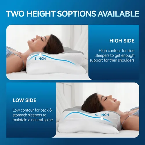 Miniatura 3 de Almohada cervical para el dolor de cuello, espuma viscoelástica ergonómica para personas que duermen de lado y espalda
