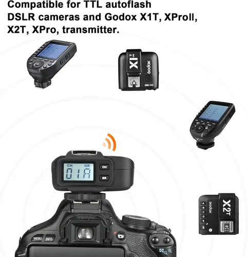 Miniatura 4 de Godox X1R-C TTL Receptor de disparo de flash inalámbrico compatible con cámaras Canon, receptor flash inalámbrico 2.4G, sincronización de alta