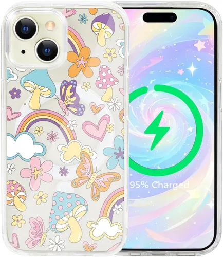 Miniatura 57 de Funda magnética de flores para iPhone 15 [compatible con MagSafe] Bonito patrón floral transparente a prueba de golpes