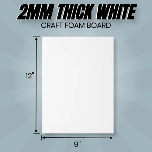 Miniatura 3 de 24 hojas de espuma EVA blanca para cosplay en hojas de 9 x 12 pulgadas; espuma gruesa de alta densidad 187.4 lbs/m³, 0.079 in (1/12 pulgadas); ideal