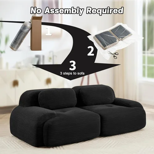 Miniatura 6 de Sofás seccional modular de 80" sin huesos modernos para sala de estar, juego de sofás comprimidos de 2 plazas con asiento profundo, sin necesidad