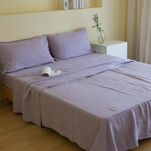 Miniatura 41 de Simple&Opulence - Juego de sábanas de 100 % lino, tamaño King, lino francés lavado, 4 piezas, transpirables; ropa de cama que incluye 1 sábana Lino