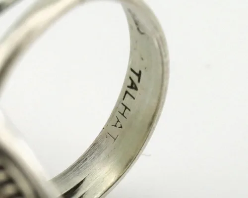 Miniatura 5 de Anillo Navajo 0.925 plata azul suroeste turquesa artista Talhat C.80's, Plata de ley, turquesa