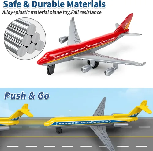 Miniatura 4 de Paquete de 6 Aviones de Juguete, Juguete de Avión de Metal Fundido para Niños de 3, 4-7, 8-12 Años, Modelo de Aviones de Aleación/Aviones