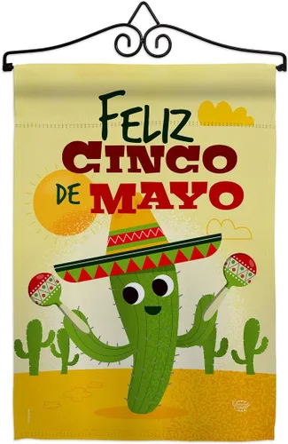 Miniatura 13 de Feliz Cinco de Mayo Bandera de jardín – Fiesta de verano, cactus piñata, sombrero mexicano fiesta al aire libre – Cartel de decoración de la casa