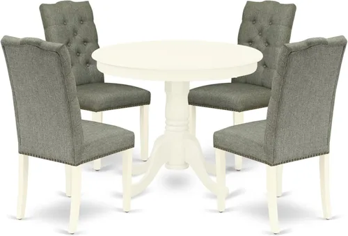Miniatura 15 de East West Furniture ANEL3-ANA-05 Juego de mesa y sillas de cocina de 3 piezas contiene una mesa redonda de comedor con pedestal y 2 sillas Parsons